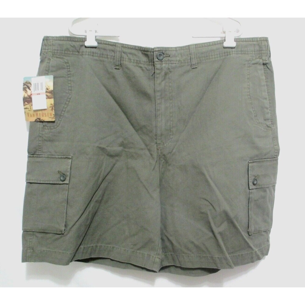 NWT Van Heusen Mens Khaki Cargo Shorts 100% Cotton 42x9